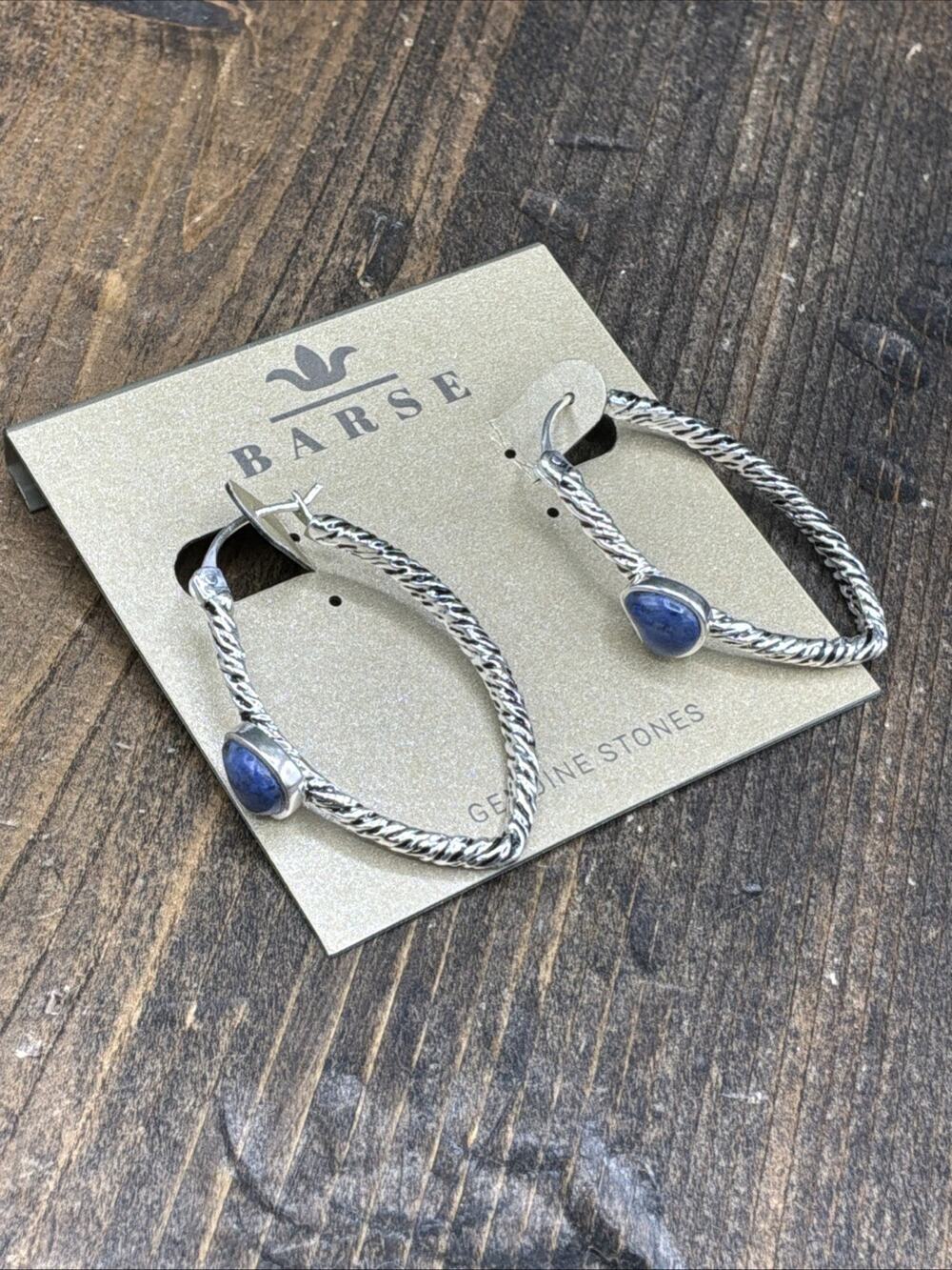 Barse Wrapsody Hoop Earrings- Dumortierite -Silver- NWT